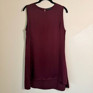 Eileen Fisher Claret Silk Charmeuse Top, Size Small, Deep Burgundy